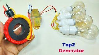 Simple Diy  Top 2 Awesome Free Electricity Generator Use Transformer Parmanent Magnet Generator