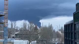 Black smoke billows into Odessa’s sky after series of loud explosions were heard this morning ~0600