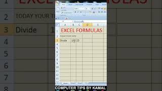 Divide formula in Excel#Shorts