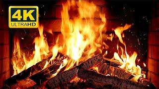  FIREPLACE Ultra HD 4K. Fireplace with Crackling Fire Sounds. Fireplace Burning. Fire Background