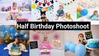 Half Birthday Photoshoot ideas at Home | Half birthday Decoration idea 6 Month Baby Photoshoot ideas