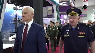 Russia defence minister Andrei Belousov visit International Military and Technical Forum ARMY-2024