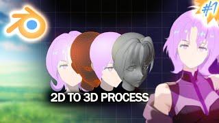 Blender: How to Make Anime Girl from Scratch! // 2D ️ 3D [#1]
