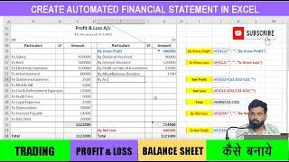 Automated Financial Statement, Trading, P&L and Balance Sheet in Excel with Adjustments | Excel Tips