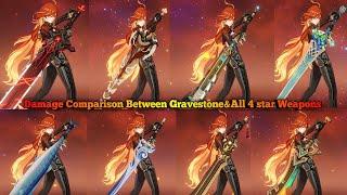 Wolf's Gravestone Vs ALL 4 Star Weapon  Comperison For Mavuika  || Genshin Imapct ||