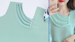 The best ways you can learn cut to sew a collar neck design in this shape | Sewing tips and trick