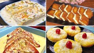 4 Easy Bread Sweets Recipes | Unique Bread Sweets Recipe | Instant Bread Recipes | Dessert Recipes