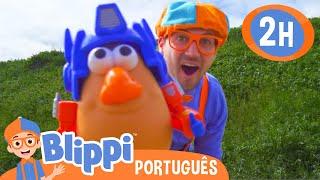 Blippi Visita uma Fazenda com o Senhor Batata! | 2 HORAS DO BLIPPI! | Vídeos Educativos em Português