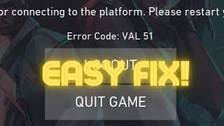 Valorant: How To Fix Error Code VAL 51 | "Error Connecting To The Platform!" (2023!)