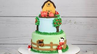 Farm Animal Cake Tutorial with Whipped Cream and Fondant