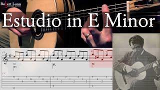 ESTUDIO IN E MINOR - Francisco Tarrega - with TAB - Classical Guitar