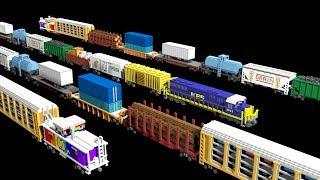 3D Freight Train Cars - Railway Vehicles - Trains - The Kids' Picture Show (Fun & Educational)