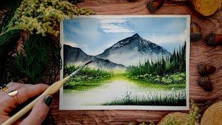 I Made a Vibrant Watercolor Mountain Landscape Painting