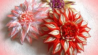 Красивые цветы канзаши из узкой ленты 0,6 см, лепесток "косичка", МК Лерита /DIY