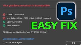 How To Fix Your Graphics Processor is incompatible on Photoshop 2024 (Graphics Card Processor Error)