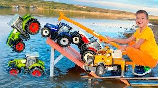 Tractor Adventures and Darius rescuing cars from the water | Kidscoco Club