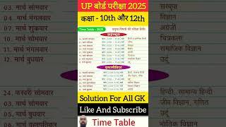 Up Board Exam's 2025 Class 10th And Class 12th  Time table up board exam 2025 #upboard #boardexam