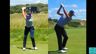 Justin Thomas Iron Slow Motion Golf Swing (DOWN THE LINE AND FACE ON)