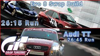 GT7 Tokyo Expressway 600 Money Grind Builds Evo 8 Swap and Audi TT Build V 1.54