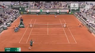 french open 2022 ruud vs cilic baseline rally to sides to force opponent error.