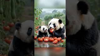 This Time, Let’S Watch The Baby Panda Eat Tomatoes.#cute #creativity #funny #animals