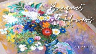 Oil Pastel_Bouquet of Flowers/ Odilon Redon 오딜롱르동/ Flower Painting/Relaxing Oil pastel drawing