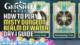 How To Play Misty Dungeon: Realm Of Water Day 1 Event Guide | Trial Characters Only | Genshin Impact