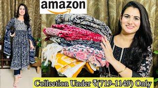 Festive Wear Amazon Kurta Set HaulNyra Cut Kurta Set, Floral Print Anarkali Kurta Pant & Dupatta