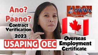 USAPING OEC | OVERSEAS EMPLOYMENT CERTIFICATE | CANADA | 2023