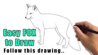 How to Draw a Fox Sketch Step by Step | Simple Fox Drawing for Beginners Easy Outline