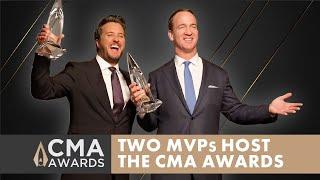 Go Behind the Scenes with CMA Awards 2022 Hosts @lukebryan & Peyton Manning!