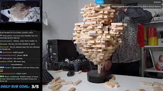 Building a huge Jenga Tower on a rotating platform - (Twitch stream highlight 2021/03/04