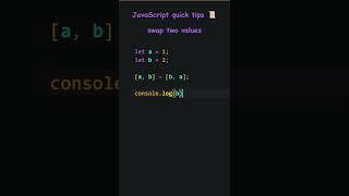 JavaScript quick tips  swap two values