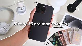 iPhone 15 Pro Max 1 Tb  (black) Unboxing ️ + accessories | cute phone cases & Magnetic charging