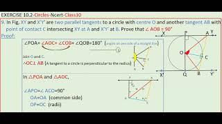 Q9-XY and X′Y′ are two parallel tangents to a circle with centre O and another tangent AB with point