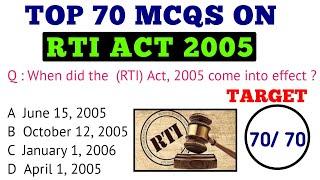 TOP 70 MCQS ON RTI ACT 2005 | FOR JKP CONSTABLE EXAM| RTI ACT 2005 | MCQS| JKSSB EXAMS.