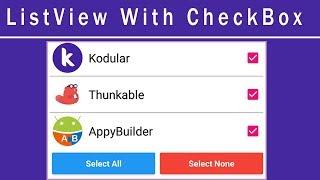 ListView With Checkbox Extension for Kodular | Listview Item Select | Select All Listview Item