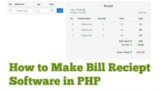 How to make a Bill Receipt Software in PHP | Restaurant Type Billing Software | Advance PHP Tutorial