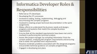 004 Roles and Responsibilities of Informatica Developer