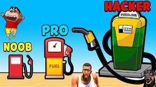 SHINCHAN NOOB vs PRO vs HACKER in Gas Station Idle with FRANKLIN & CHOP | DREAM SQUAD