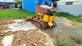 Completed 100% New project!! Get Fill Land Delete flooded with dozer Komatsu pusher Stone