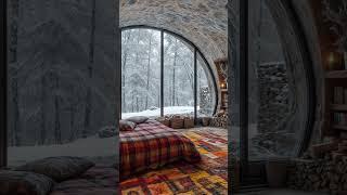 Cave cozy cabin, Burning fireplace and Snowfall ️ Sleep aid #relax