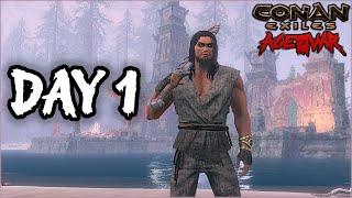 DAY 1 Permadeath on a PvP Server - Conan Exiles