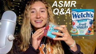 ASMR Q&A | eating chewy gummy candy and jellies | whispering and mouth sounds