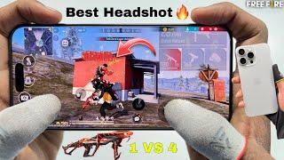 iPhone 15 Pro Max free fire gameplay test 1 vs 4 2 finger handcam m1887 onetap headshot