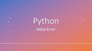 Python: Value Error