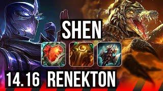 SHEN vs RENEKTON (TOP) | 51k DMG, Rank 10 Shen, Dominating | NA Grandmaster | 14.16