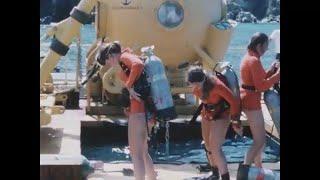 Vintage Scuba Diving 1970s Team of Women Live in Underwater Base