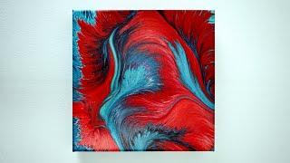 (949) DIRTY SPLIT CUP ~ Acrylic pouring with Turquoise and Red ~ Fluid art technique ~ Art Therapy