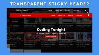 Transparent Sticky Navbar on Scroll using HTML CSS & JavaScript  | Responsive Navbar